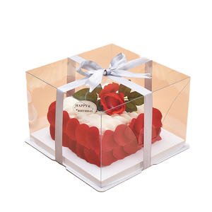 8 Inch Luxury Embossed <b>Wedding</b> & Birthday <b>Cake</b> <b>Box</b> Custom Handmade Plastic Lined Trapezoid Shape - Product Image 1