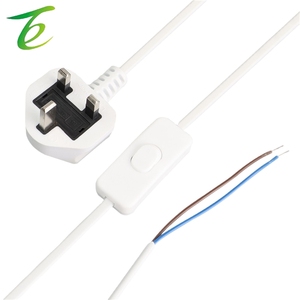 Cabo de alimentação padrão britânico de dois pinos com interruptor 303, fio de plugue britânico, cabo de três pinos branco, fio de cobre puro - Product Image 5