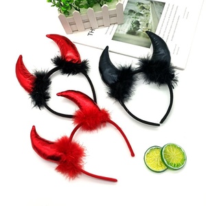 Diadema de <span class=keywords><strong>Cuernos</strong></span> de <span class=keywords><strong>Diablo</strong></span> Peluda para Halloween, Accesorio de Disfraz de <span class=keywords><strong>Diablo</strong></span> para Mujeres y Niñas, Diadema para Fiesta de Cosplay - Product Image 3