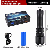 Lampe torche télescopique à laser blanc 30W, 600LM, LED, 5 modes, affichage de la puissance, rechargeable par type C, lampe de camping