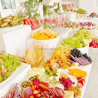 Lot de Présentoirs Buffet en Acrylique Blanc à 5 Faces pour Mariages et Événements – Supports Alimentaires en Acrylique pour Buffets