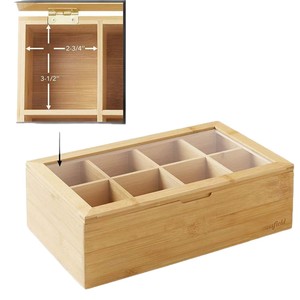 Wooden <b>Storage</b> Box 12-1/2x7-1/2x3-3/4 Inches With Dividers For Tea Coffee Organizing Desktop Living Room - Product Image 5