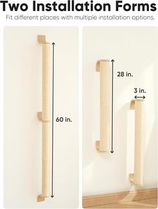 FUKUMARU <span class=keywords><strong>Griffoir</strong></span> <span class=keywords><strong>pour</strong></span> <span class=keywords><strong>chat</strong></span>, poteau à griffer mural de 60 pouces de haut, arbre à griffer robuste en sisal adapté aux grands chats d'intérieur - Product Image 4