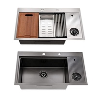 Fabricant tache Drop in SS201 Workstation Sink avec gobelet en verre Rinser éviers encastrés en acier inoxydable 304