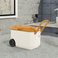 Glacière isotherme réutilisable et écologique XFY 38L avec roulettes et poignée de traction, maintien au froid jusqu'à 75 heures pour camping et pique-nique
