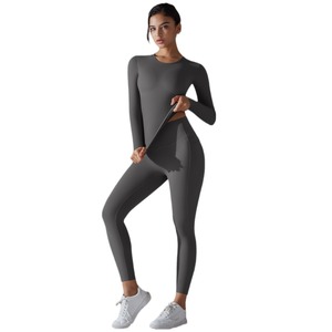 Ensemble en nylon microbrossé-Tenue de yoga thermique extensible dans les 4 sens Séchage rapide Anti Static Trail Running OEM - Product Image 5