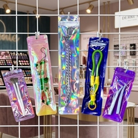 Pochettes holographiques personnalisées refermables avec fermeture éclair, semi-transparentes, avec trou de suspension pour bijoux, boucles d'oreilles, pinceaux de maquillage, montres, lunettes, données