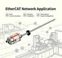 Capteur de déplacement spécial à double protocole EtherCAT IP RH-PN pour applications hydrauliques, métallurgiques, éoliennes et automobiles