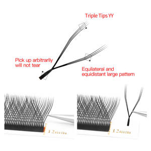 Extensiones de Pestañas Pre-fabricadas XIUSUZAKI, Abanicos Individuales al por Mayor, Pestañas YY de Triple Punta, Pestañas de Visón Sintético <span class=keywords><strong>YYY</strong></span> - Product Image 6