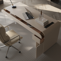 Bureau de travail moderne de style nordique, crème, écologique, sain, avec tiroirs de rangement, en bois, pour la maison, la villa ou la chambre à coucher
