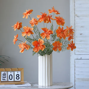 Flores artificiales de seda Coreopsis de tallo Flocado de 6 ramas, <span class=keywords><strong>Cosmos</strong></span>, decoración del hogar, centros de mesa de flores de margaritas de seda Real, 2 uds. - Product Image 1