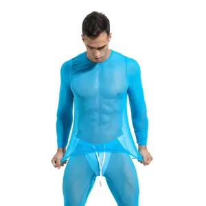 Pakaian Dalam Seksi Pria, Transparan Rompi Elastis Tinggi Kemeja Jala Lengan Panjang Pakaian Dalam Lingerie Seksi Laki-laki Gay Dalam Celana Dalam Seksi