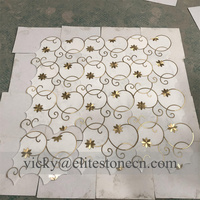 Carreaux de mosaïque en marbre naturel blanc or de luxe français, modernes, antidérapants, 10 mm, revêtement de sol décoratif pour salle de bain, mur de fond