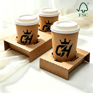 Support de tasses <span class=keywords><strong>à</strong></span> café en carton ondulé personnalisé, recyclable, facile <span class=keywords><strong>à</strong></span> plier, avec plateau amovible en papier kraft pour emballage <span class=keywords><strong>à</strong></span> <span class=keywords><strong>emporter</strong></span> - Product Image 2