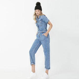 <strong>Dungarees</strong> Romper Denim Jumpsuit <strong>Short</strong> Sleeve Overalls - Product Image 3