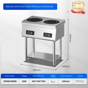 Cocina de Inducción Táctil, Placa de Cocción Eléctrica de 2 Quemadores, Acero Inoxidable, 3000-3999W, Control Táctil, Uso Comercial, China - Product Image 4