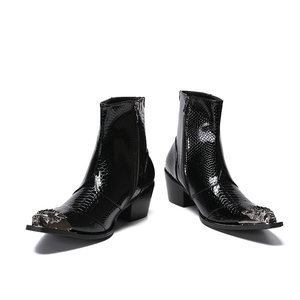 NA246 Black <strong>Men</strong> Shoes Autumn Snow Ankle <strong>Boots</strong> <strong>Slipper</strong> Metal Pointed Toe Shoes <strong>Men</strong> Flats Cowboy <strong>Boots</strong> - Product Image 6