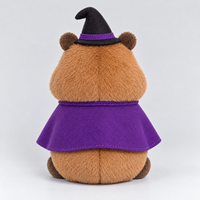 Peluche Capybara Mignonne Personnalisée pour Halloween, avec Chapeau de Sorcière et Broderie Citrouille, en Polyester Durable et Doux, Faite à la Main, pour Décoration