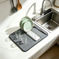 Égouttoir à vaisselle à un niveau, séchage rapide, antirouille, avec tapis en microfibre, organisateur de comptoir de cuisine peu encombrant