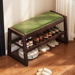 Cross-border integrated wooden <b>shoe</b> <b>rack</b>, home entrance bench, light luxury and high-end style, sit-down <b>storage</b> upholstered - Product Image 1
