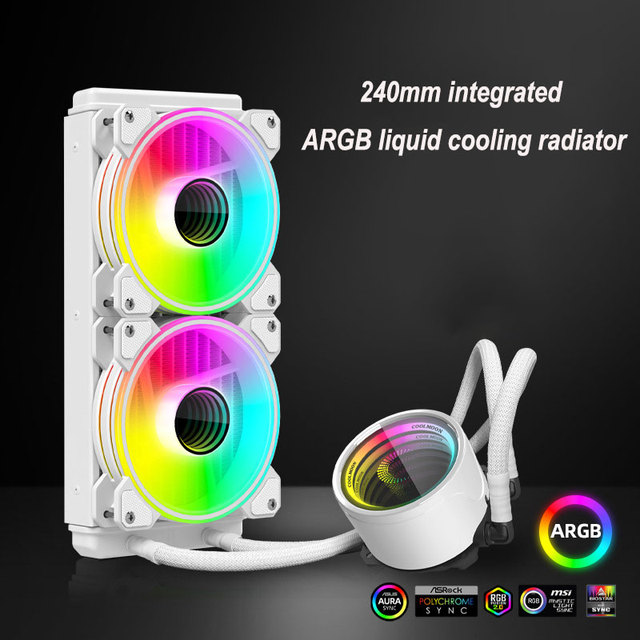 TY240 Dual Fans Digital Display CPU AIO Water Cooler ARGB Silent Liquid Cooling Radiator for Desktop PC Processor