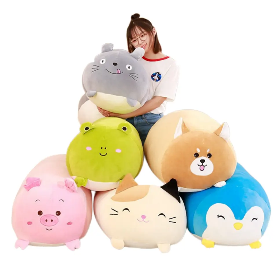 Allogogo Cpc 30CM Weiches Cartoon-Kissen Fett Hund Katze Totoro Pinguin Schwein Frosch Kuscheltier Plüsch Spielzeug Kissen Für Kinder Geschenk