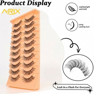A-RIX 10 Pairs Invisible Clear Band Cruelty-Free Reusable False Eyelashes Natural Wispy Faux <b>Mink</b> Lightweight Look 3D Eyelash - Product Image 2