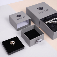 Fabricant d'emballages de colliers et de bagues gris imprimés sur mesure pour bijoux Boîtes à bijoux en velours avec tiroir et coussinet