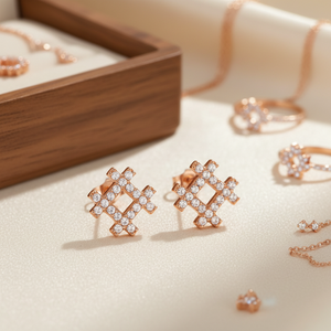 Square Shape Rose Gold Plated <b>Stud</b> Earrings Turkish 925 <b>Sterling</b> <b>Silver</b> Handmade for Ladies Jewelry - Product Image 3