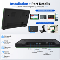 Comercial 10,1 pulgadas RK3566 pantalla capacitiva IPS Android 11 Tablet Pc montado en la pared Ethernet Poe cámara frontal para uso comercial