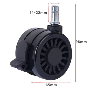 Roulettes pivotantes modernes vintage en acier noir de 65 mm avec frein, capacité de charge de 35-40 kg, pour chaise de bureau et meubles - Product Image 3