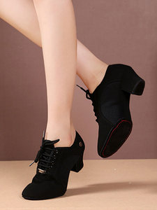 Moderno Tango Cha Cha <span class=keywords><strong>da</strong></span> donna <span class=keywords><strong>scarpe</strong></span> <span class=keywords><strong>da</strong></span> ginnastica comode suole in camoscio di cotone con suola morbida traspirante <span class=keywords><strong>tacco</strong></span> <span class=keywords><strong>basso</strong></span> 3cm per interni - Product Image 2