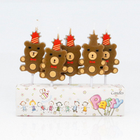 Bougies d'anniversaire en forme d'ours mignonnes pour la décoration de fête, décorations de gâteau d'anniversaire en forme d'animaux de dessin animé avec boîte cadeau pour la décoration de gâteau d'anniversaire pour enfants