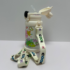 Wholesale BPA-Free Kids Stainless Steel Water <b>Bottle</b> with 3D Rabbit <b>Straw</b> Lid, Leakproof & Customizable - Product Image 6