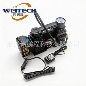Compresor de Aire para Neumáticos Weitech de Doble Cilindro, 12V, Manómetro Analógico, Bomba de Aire para Auto con Luz LED - Product Image 3