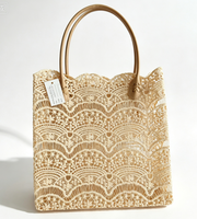 Sac de plage rectangulaire en dentelle crochetée imperméable, cabas ajouré en dentelle, sac à bandoulière, sac à main