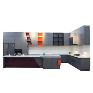 Armoire de <span class=keywords><strong>cuisine</strong></span> haute de luxe Portes d'entrée en verre élégantes Comptoir en granit en acier inoxydable pour l'appartement Charnière d'évier - Product Image 2