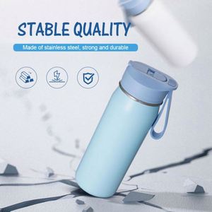 Design BPA Free Hot Custom logo Gym Double Wall 304 Stainless Steel Water Bottle with Dust Proof Straw Handle Lid - Product Image 5