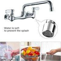 Robinet de cuisine moderne pour hôtel, montage sur plan, usage commercial, bec pivotant de 8 pouces, double poignée, finition chromée, valve en céramique, garantie 5 ans