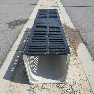 Grille de drainage en U en résine et alliage, haute résistance, anti-corrosion, pour caniveau en béton polymère, design industriel extérieur - Product Image 1