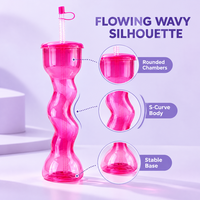 Gobelet tressé de fête 700 ml, lot en vrac en plastique avec paille pliable et couvercle, assortiment de couleurs mélangées pour les fournitures de carnaval et de festival