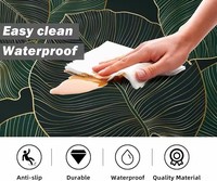 Ensemble de tapis de cuisine anti-fatigue à motif de feuilles vertes, tapis de sol confortables et imperméables