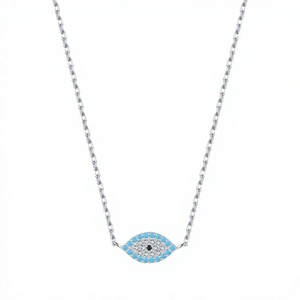 Collier en argent sterling S925 avec zircon œil porte-bonheur pour femme, chaîne à maillons CZ, pendentif, cadeau pour fiançailles, fête, mariage, anniversaire - Product Image 3