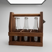 Porte-bouteilles en bois artisanal avec ouvre-bouteille, pour 6 bouteilles, porte-bouteilles en bois avec ouvre-bouteille