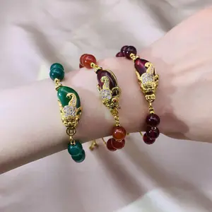 Bracciale antico agata nazionale marea intarsiato rosso agata con perline bracciale piccolo regalo da donna gioielli a mano