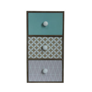 ملون وشعبية كاجا دي Almacenamiento دي ماديرا الزخرفية خزانة صغيرة من الخشب 3 درج خشبي صندوق تخزين - Product Image 2