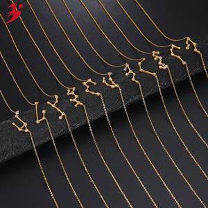 Collar de Acero Inoxidable Chapado en Oro de 18k con Signo Zodiacal, Cadena de Eslabones, Cristal de Horóscopo, Regalo para Niñas, Venta al por Mayor - Product Image 1