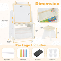 Chevalet d'art roulant en bois pour enfants 4-en-1, table d'activités pour tout-petits, tableau magnétique avec étagères, rentrée scolaire, écologique
