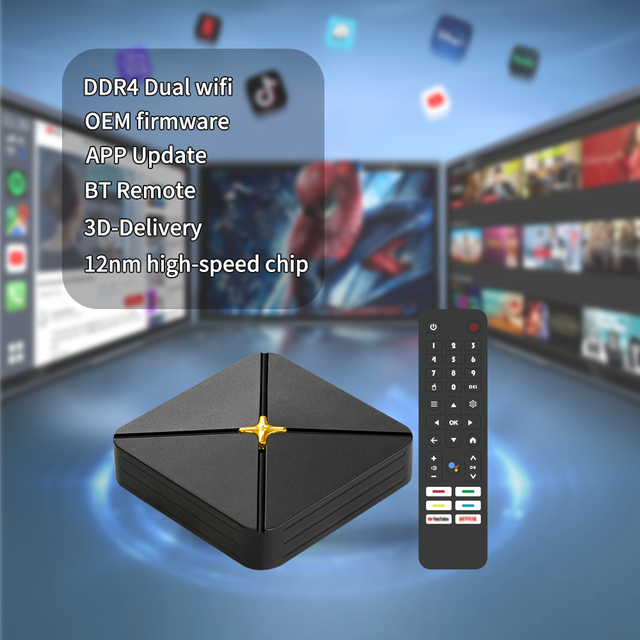 HLQ-PLUS Smart TV Box Android 14.0 Amlogic Quad Core 8GB Flash 4K WiFi6 100M LAN Voice Control Set Top Box 12-Month Warranty