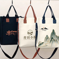 Sac fourre-tout en toile avec logo personnalisé 30x15x35cm, sacoche verticale avec bandoulière réglable, sac à main porté épaule, vente en gros OEM
